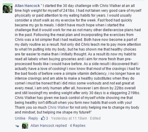 Allan -Testimonial | Weight Loss Coach and Nutritionist