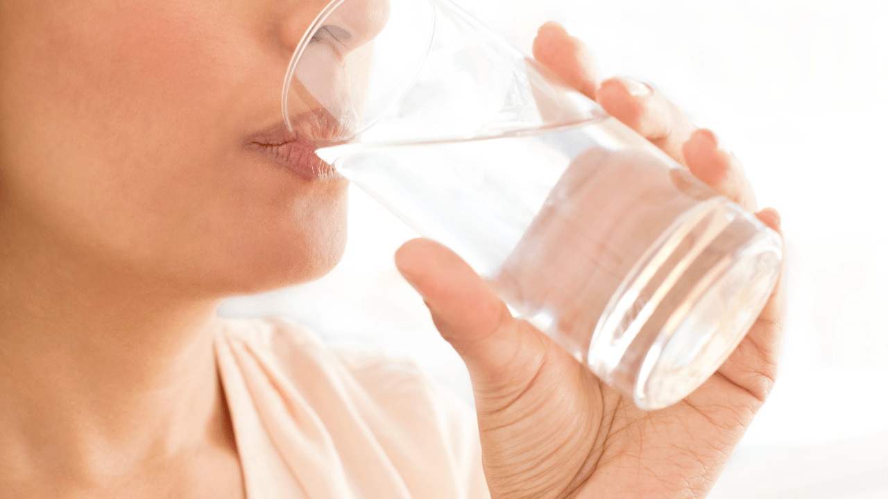 Drinking water to stay hydrated