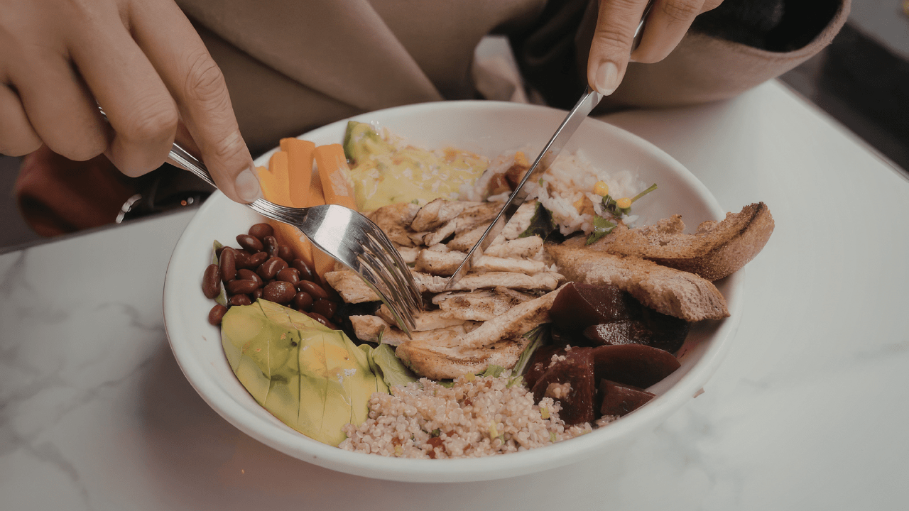 Woman Eating Big Healthy Meal