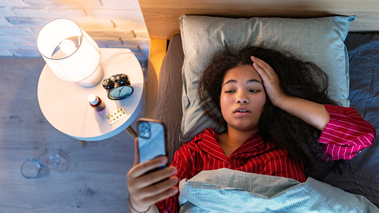 Woman With trouble sleeping - stressed out