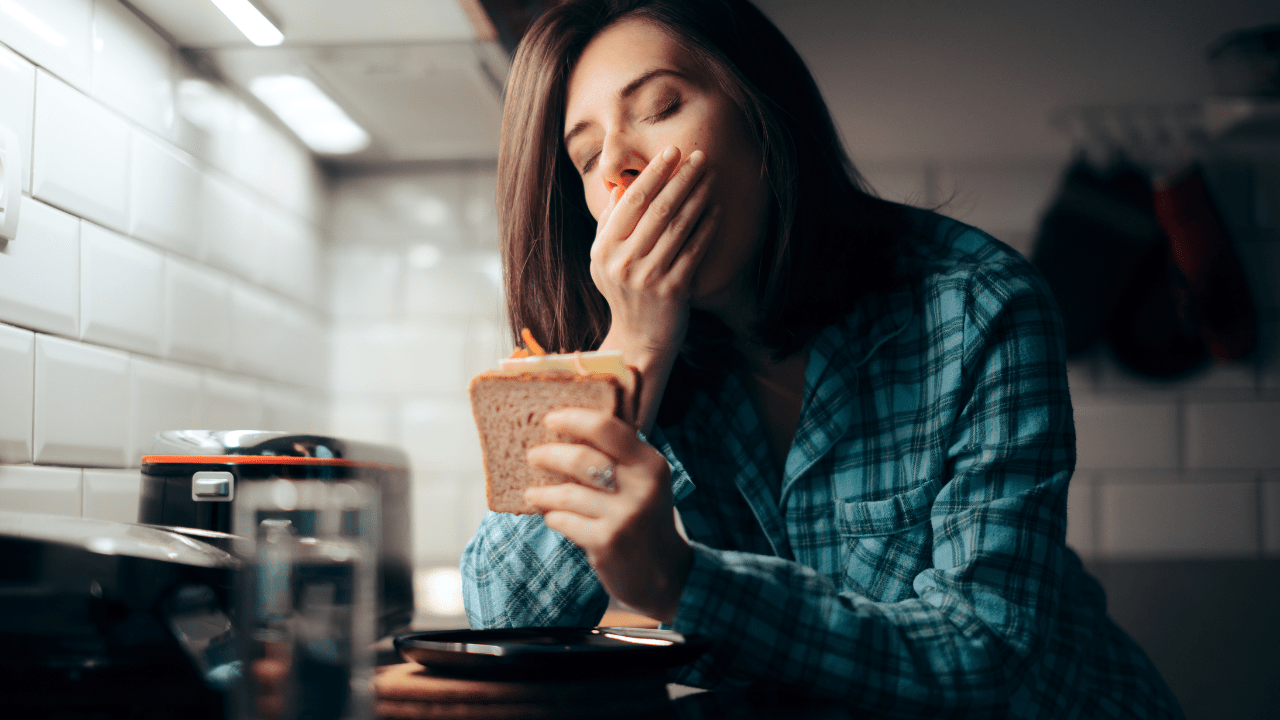 Stressed and Tired Woman Making A Snack